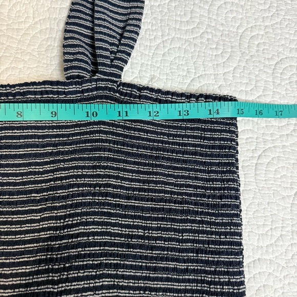 Madewell Black and White Smocked Peplum Tank Top - Picture 9 of 11